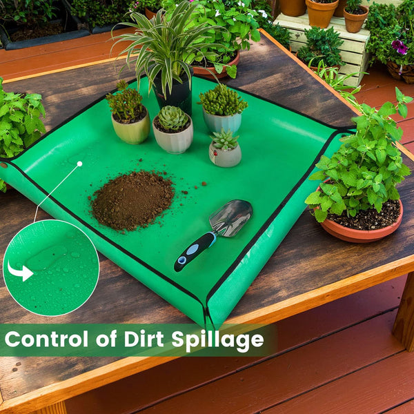 Repotting Mat for Indoor Plant Transplanting and Mess Control 27"X 27" Thickened Waterproof Potting Tray Foldable Succulent Potting Mat Portable