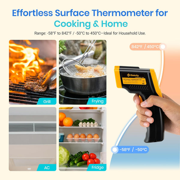 Etekcity Infrared Thermometer Laser Temperature Gun 774, Meat Food Candy Oven Thermometer for Griddle Accessories, Heat Gun for Cooking