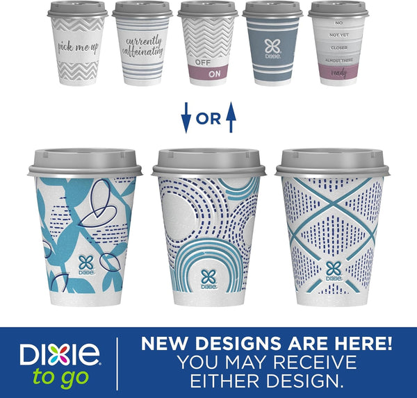 Dixie to Go Medium Paper Coffee Cups with Lids, 12 Oz, 26 Count, Disposable Cups for On-The-Go Hot Beverages