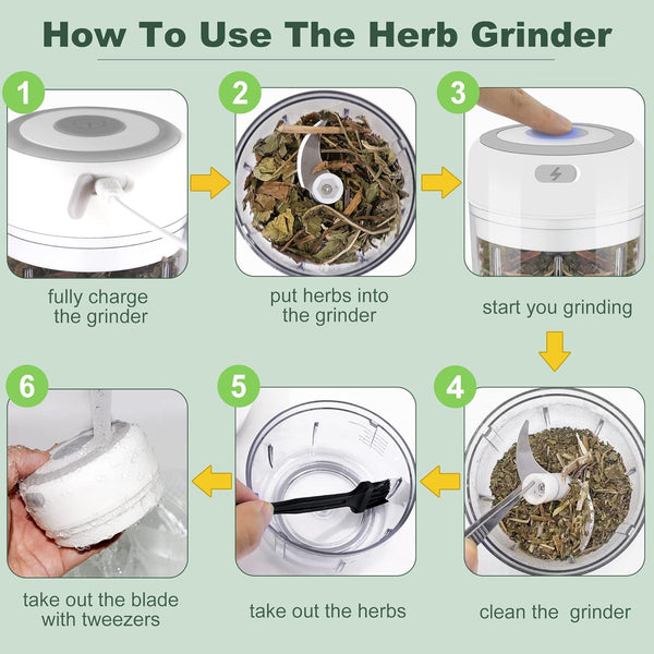 Electric-Herb-Grinder-Large-3.4Oz-Usb Rechargeable, 3.5'' Powerful Grinder for Dry and Fresh Herbs and Spices, Portable Waterproof, Better Control