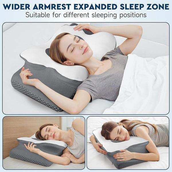 Cervical Neck Pillow, Memory Foam Neck Support Pillows for Sleeping, Shoulder Pillow for Side Sleepers, Back Stomach Sleepers, Certipur-Us