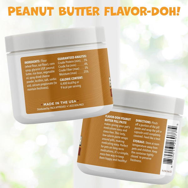 Flavor-Doh - Flavored Pill Wrap for Dogs to Hide Capsules and Create Pill Treats for Dogs - Easy-To-Use Treat Paste for Pet Medication - Peanut