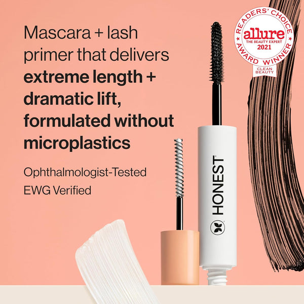 Honest Beauty 2-In-1 Extreme Length Clean Mascara + Lash Primer | Lengthening + Volumizing | Cruelty Free + Safe for Sensitive Eyes | Black, .27 Fl Oz