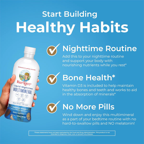 Maryruth'S Liquid Nighttime Multimineral | Sugar Free | Calm Magnesium Citrate | NO Melatonin | Calcium Magnesium Zinc | Muscle Relaxation |