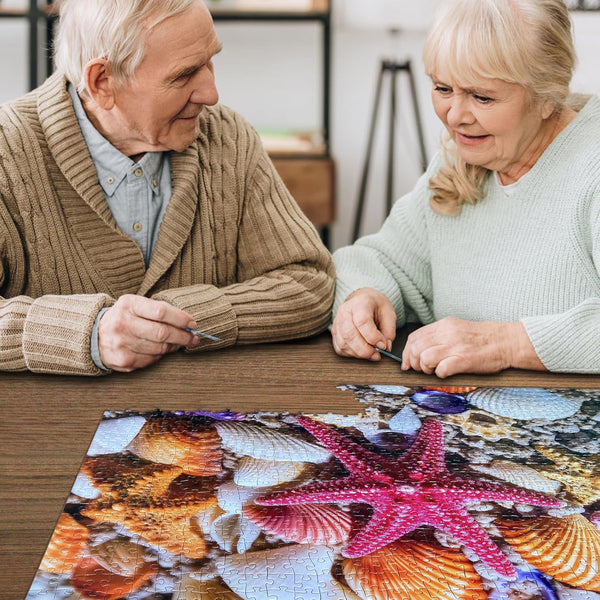 HUADADA Jigsaw Puzzles for Adults 1000 Pieces, Beach Shells Interlock Perfectly Letter on Back No Dust, Home Decor Birthday Party Toy for Men