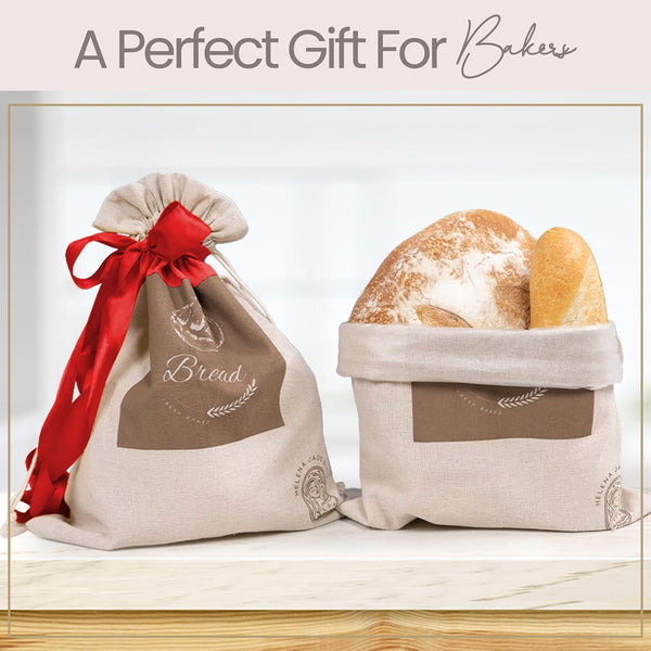 Linen Bread Bags for Homemade Bread â Easy to Clean Large Reusable Cloth Bags for Sourdough, Sandwich & Loaf Storage, Bpa-Free Linen Bag with