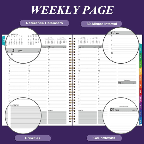 2025-2026 Weekly Appointment Book/Planner - Daily Hourly Planner 2025-2026, Jul 2025 - Jun 2026, 9" X 11" Appointment Book, Monthly Tabs, Hourly