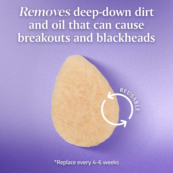 Buf-Puf Gentle Facial Sponge, Dermatologist Developed, Removes Deep down Dirt & Makeup That Causes Breakouts and Blackheads, Reusable,
