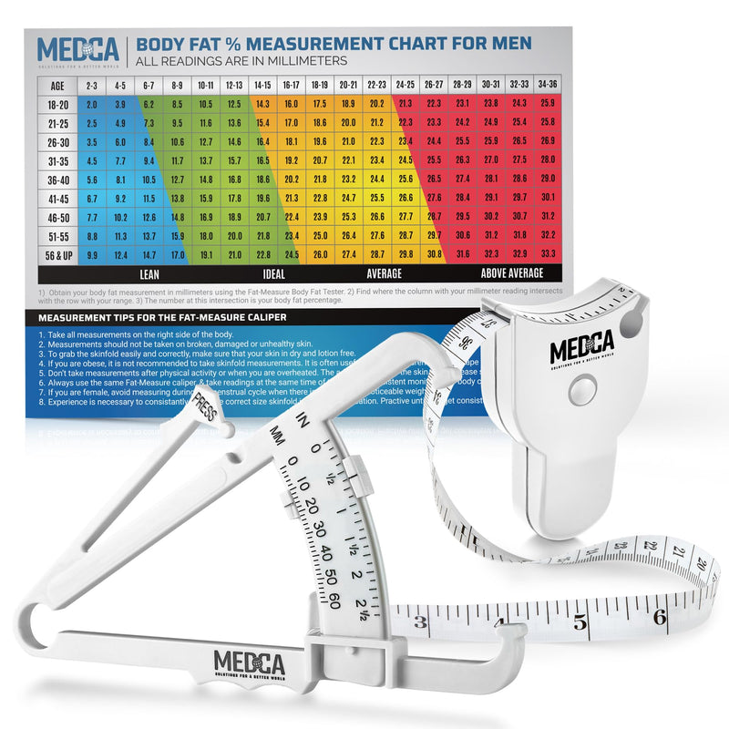Body Fat Caliper and Measuring Tape for Body - Skinfold Calipers and Body Fat Tape Measure Tool for Accurately Measuring BMI Skin Fold Fitness and