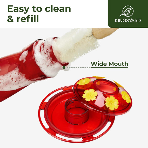 Kingsyard Glass Hummingbird Feeder for Outdoors Hanging - 6 Bee Guard Feeding Ports & Built-In Ant Moat, Wild Bird Feeder for outside Garden Yard