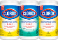 Clorox Disinfecting Cleaning Wipes for Spring Cleaning & Allergy Season, Bleach Free, Fresh Scent and Crisp Lemon, 75 Count Each, Pack of 3 Fresh
