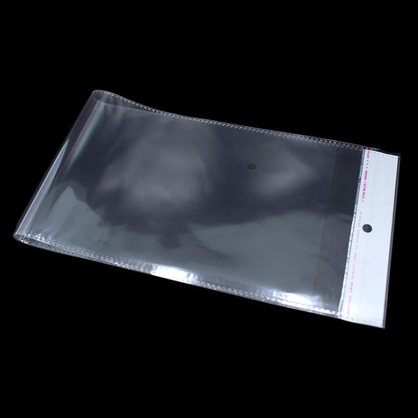 PABCK 100 Pack (Available Size 4.13X21.6 Inch) Clear Self Adhesive Straight Hair Packaging Bags with Hang Hole Wigs Hair Storage Beauty Personal