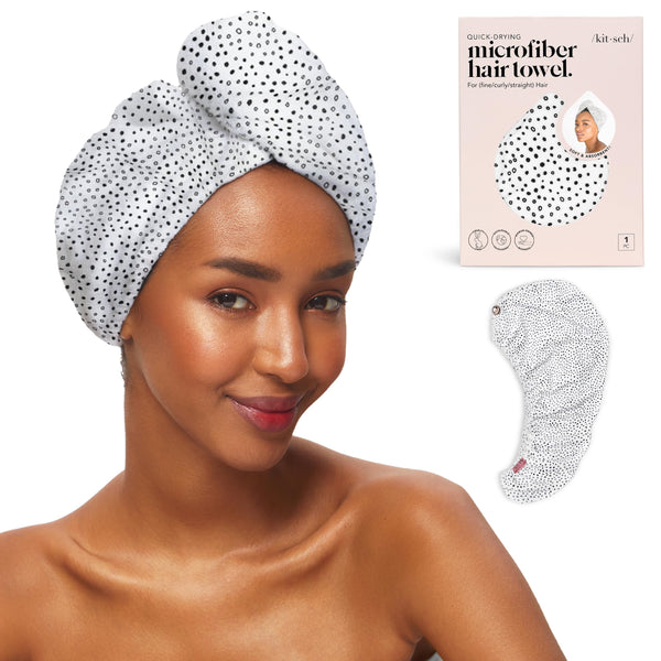 Kitsch Microfiber Hair Towel Wrap for Women - Microfiber Towel, Super Absorbent, Quick Dry, Anti-Frizz - for Long and Short Hairs, Turbans for