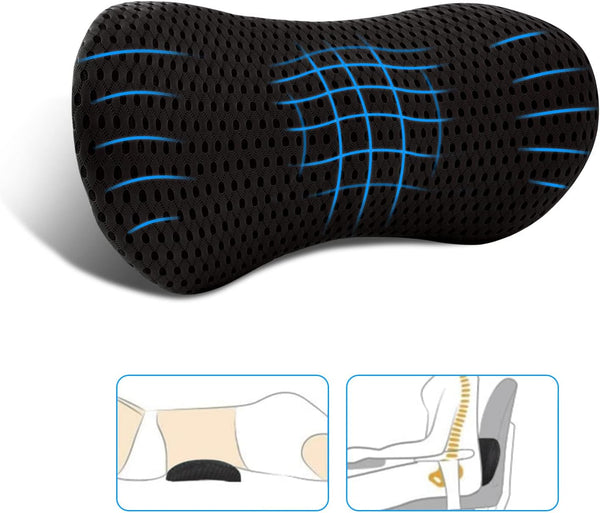 Lumbar Pillow, Memory Foam Lumbar Support Pillow for Office Chair and Car Seat, Back Support Pillow for Lower Back Pain Relief, Support Cushion