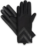 Isotoner Womens Spandex Touchscreen Cold Weather Gloves with Warm Fleece Lining and Chevron Details