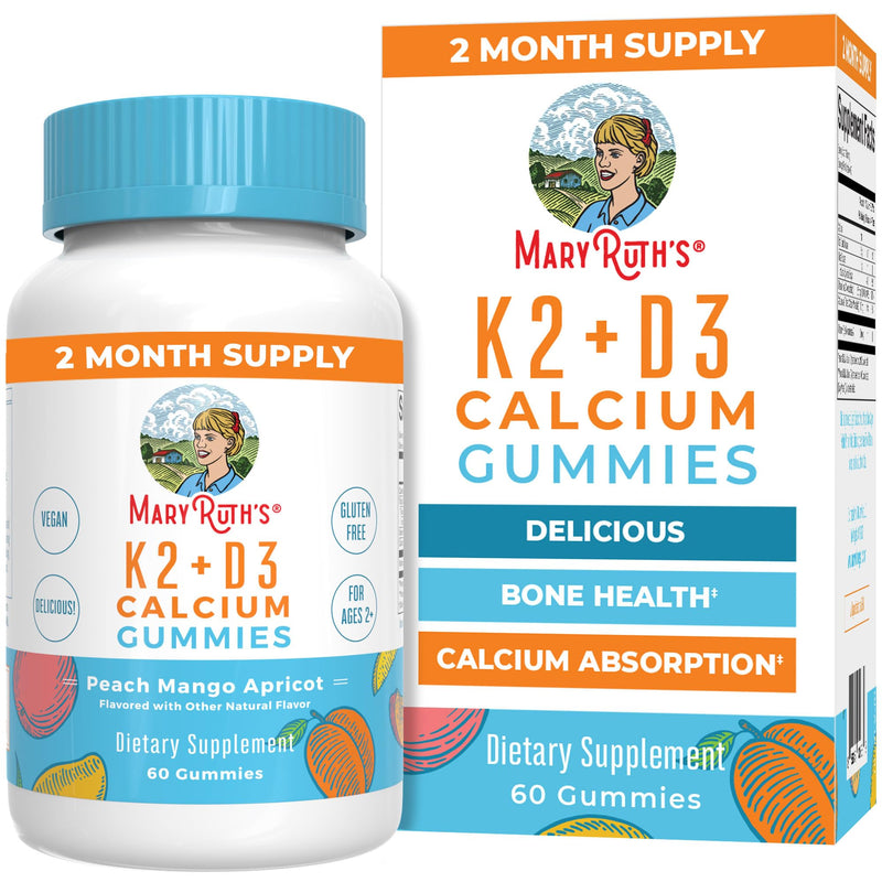 Maryruth Organics Calcium with Vitamin D & Vitamin K2, 2 Month Supply, Calcium Supplement Supports Bone Health & Joint Support, with Vitamins D3