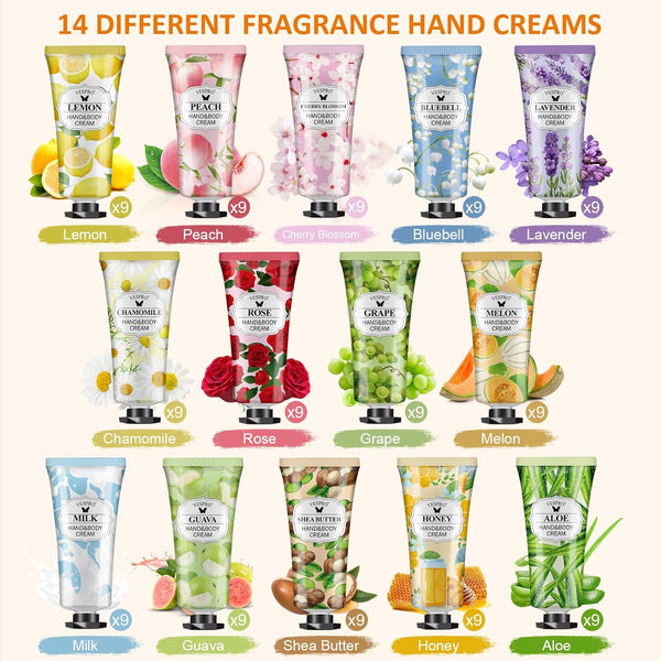 VESPRO 126 Pack Mothers Day Gifts Hand Cream Set for Women, Bulk Hand Lotion Travel Size for Dry Cracked Hands, Mini Hand Lotion for Thank You