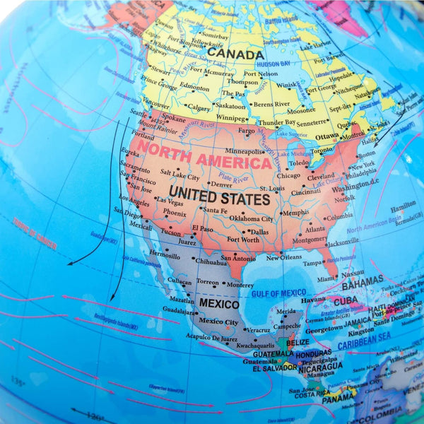 Juvale Rotating World Globe with Stand for Kids Learning, 8-Inch Spinning Earth Globe for Classroom Geography Education