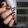 Teenitor Nail Charms Nail Art Kit with 15 Sheets Gold Nail Stickers, 6 Boxes of Nail Gems Nail Art Tools Nail Rhinestones for Nails, Nail Supplies
