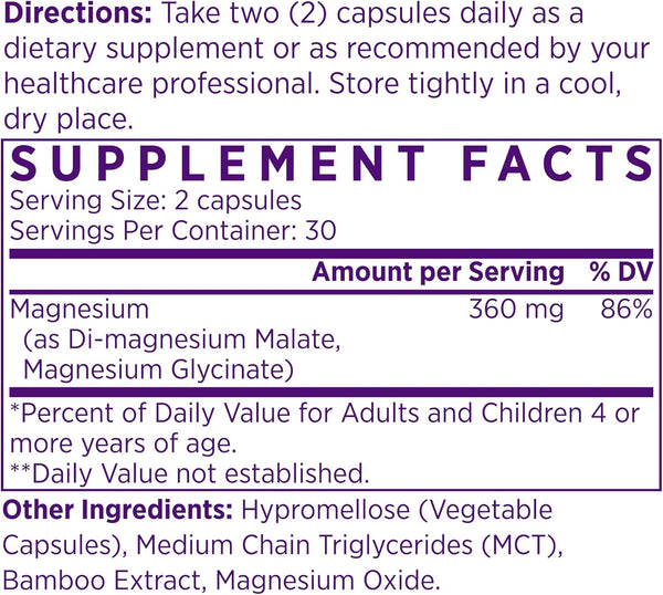 NAOMI Mighty Mg Magnesium Glycinate & Malate Complex 360Mg, High Absorption Formula, Elemental Magnesium Supports Heart Health, Strong Bones,