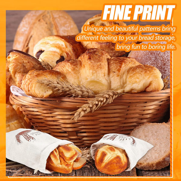 Dunzy 20 Pcs Linen Bread Bag Reusable Container Drawstring Bread Bags Storage Unbleached for Food Baking Kitchen Sandwich Bakery Picnic Wedding