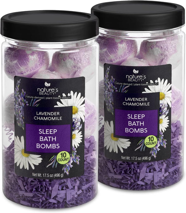 Nature'S Beauty Lavender Chamomile Sleep Bath Bomb Gift Set Multi-Pack- Luxury Fizzy Relax Spa Bomb W/Vanilla + Citrus Scent Made with Coconut Oil