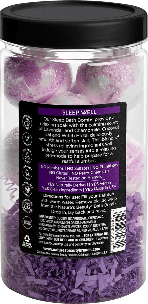 Nature'S Beauty Lavender Chamomile Sleep Bath Bomb Gift Set Multi-Pack- Luxury Fizzy Relax Spa Bomb W/Vanilla + Citrus Scent Made with Coconut Oil