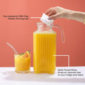 Joyjolt 60Oz Glass Pitcher with Lid (2 Lids) - Beverage Serveware and Storage Container for Cold Drinks and Liquids. Juice Container, Water Jug,