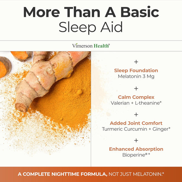 Turmeric Supplement - Turmeric Curcumin with Black Pepper, Melatonin 3Mg & Valerian. Natural Sleep Aid for Adults with L-Theanine, Ginger,