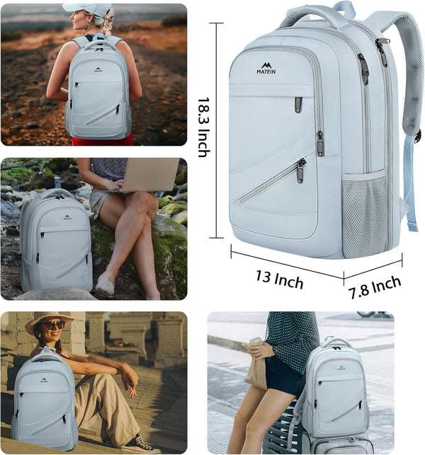 MATEIN Laptop Backpack Women, 17 Inch Big Work Bags with USB Charging Port for Nurses, Water Resistant Travel Backpack TSA Approved, Stylish