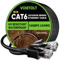 Cat 6 Outdoor Ethernet Cable 150 Ft, 24AWG 10Gbps Cat6 Cable Cord Waterproof Direct Burial LLDPE UV Jacket, Internet Network Cable with 40 Ties
