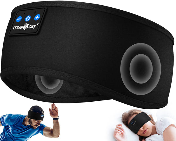 MUSICOZY Sleep Headphones Bluetooth 5.4 Headband, Sports Wireless Earphones Sweat Resistant Earbuds Sleeping Headphone with Ultra-Thin HD Stereo