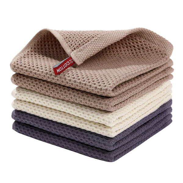 Homaxy 100% Cotton Waffle Weave Kitchen Dish Cloths, Ultra Soft Absorbent Quick Drying Dish Towels, 12 X 12 Inches, 6-Pack, Mixed Color