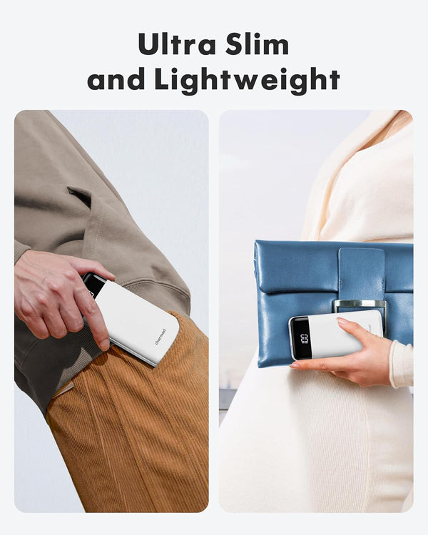 Portable Charger with Built in Cables, Portable Charger with Cords Wires Slim 10000Mah Travel Battery Pack 6 Outputs 3 Inputs 3A Fast Charging