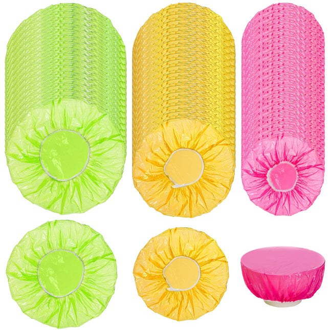 SOUJOY 240 Pieces Elastic Food Storage Covers, 3 Size Reusable Fresh Keeping Bags, Plastic Stretch Adjustable Wrap Bowl 
