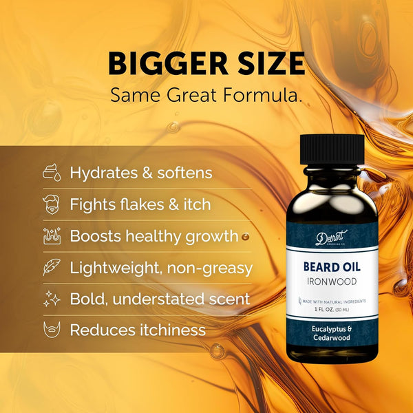 Detroit Grooming Beard Oil | Hydrating & Nourishing Formula â¢ Ironwood Scent (2 Oz)