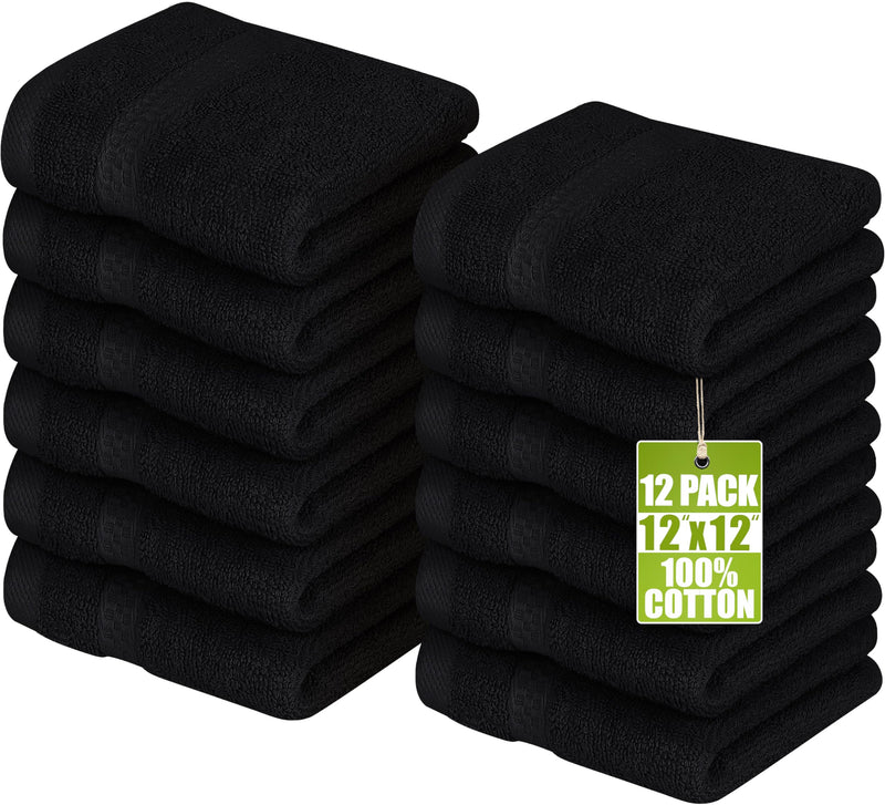 Utopia Towels 12 Pack Premium Wash Cloths Set, 12 by 12 Inches, 100% Cotton Ring Spun, Highly Absorbent and Soft Feel Essential Washcloths for