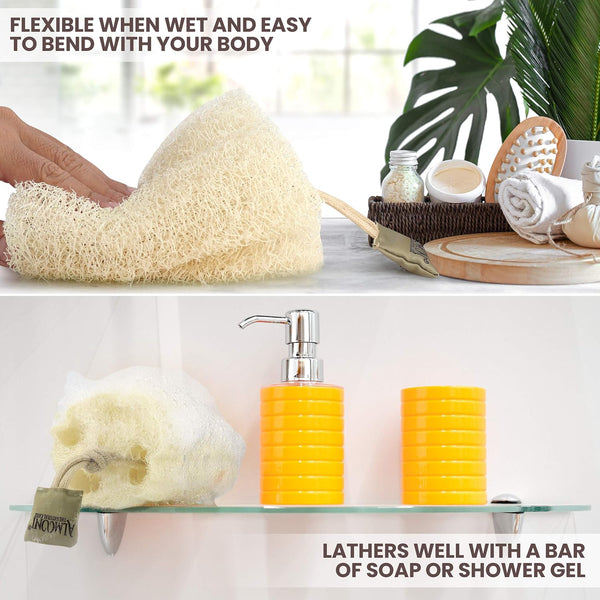 Almooni Egyptian Loofah Exfoliating Body Scrubber, Natural Real Egyptian Shower Loofah Sponge Body Scrubber for Women and Men, for Body and Face