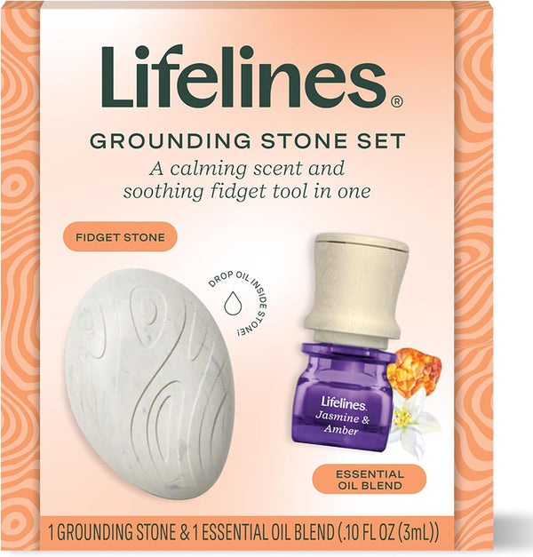Lifelines Scent-Infused Grounding Stones, 2-Pack, Flow Pack - Portable Fidgets for Adults with Essential Oil Blend & Diffusion Stones for Sensory