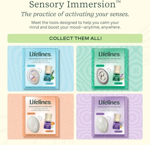 Lifelines Scent-Infused Grounding Stones, 2-Pack, Flow Pack - Portable Fidgets for Adults with Essential Oil Blend & Diffusion Stones for Sensory