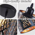 Industrial Black Pendant Light Fixture Vintage Farmhouse Mini Black Gold Pendant Lighting Rustic Hollow-Carved Cylinder Pendant Light for Kitchen