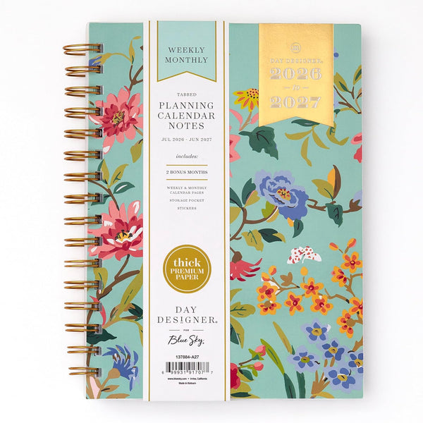 Blue Sky Day Designer 2025-2026 Weekly and Monthly Academic Year Planner Calendar, July 2025 - June 2026, 5.8" X 8.6", Flexible Cover, Laminated