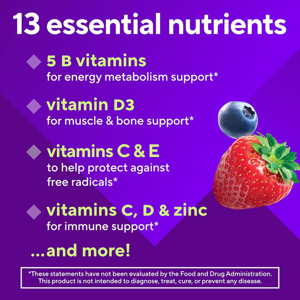 Vitafusion Sugar Free MenâS Multi Daily Gummy Multivitamins, Supports Energy Metabolism, Muscle and Immune Health (1), Mixed Berry Flavors, 90 Count