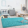 Ompaa Soft Fluffy Area Rug for Living Room Bedroom, 4X6 Teal Blue Plush Shag Rugs, Fuzzy Shaggy Accent Carpets for Kids Girls Rooms, Modern