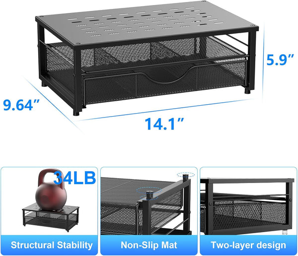 gianotter Computer Monitor Stand Riser, Desk Organizers and Accessories with Drawer, Office Desk Accessories & Workspace Desktop Organizers