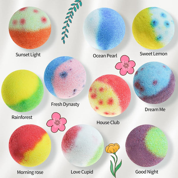 Bath Bombs Gift Set, 10 Organic Bubble Bombs, for ValentineâS Day, Christmas