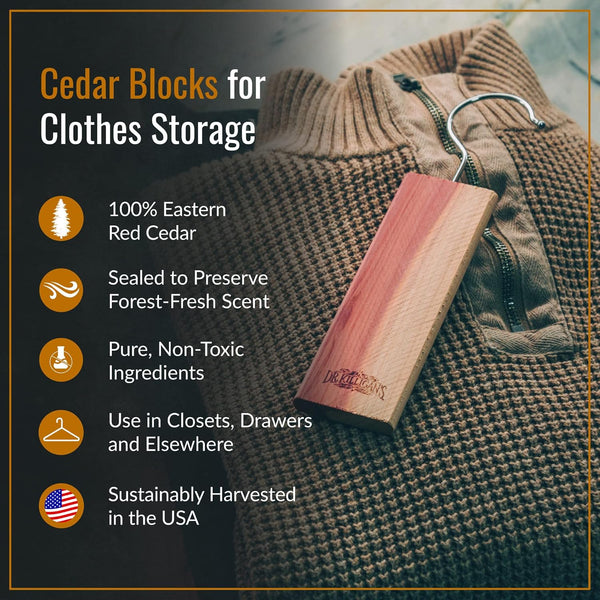Dr. Killigan'S Cedarwood Planks - Cedar Blocks for Clothes Storage, Great Alternative to Moth Balls for Closet, Drawer Deodorizer, Sustainably