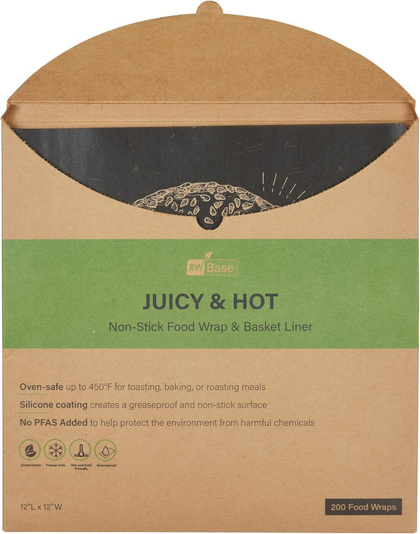 Restaurantware-Rw Base 12 Inch Deli Papers, 200 Juicy and Hot Sandwich Wrapping Papers - No Added PFAS, Greaseproof, Kraft Paper Food Basket
