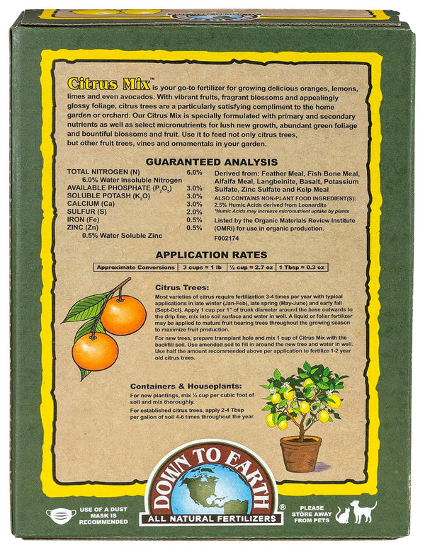 Down to Earth Organic Citrus Fertilizer Mix 6-3-3, 1 Lb