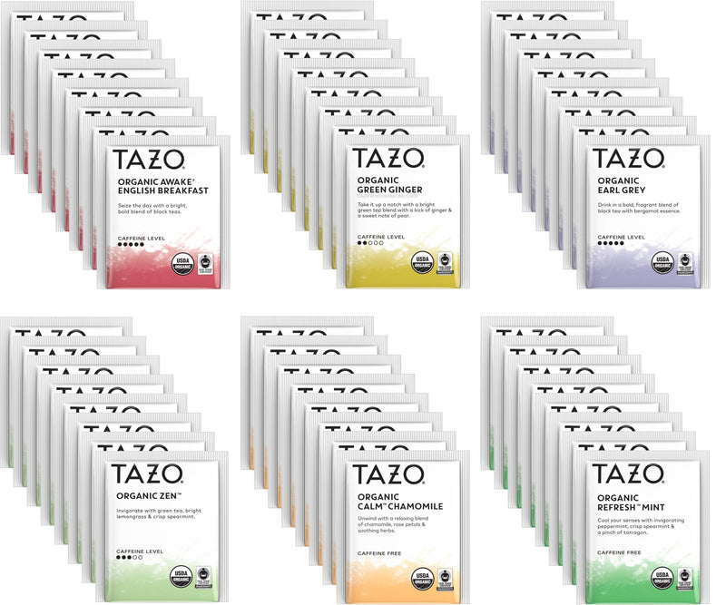 TAZO Tea Bags Sampler, 48 Count Variety Gift Box, 6 Different Flavors, 8 of Each